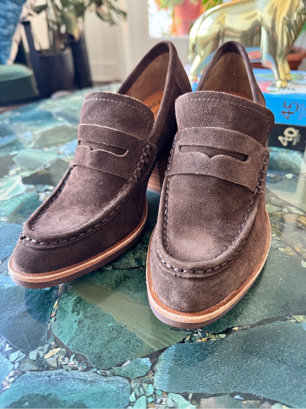 Kork-Ease Women's Dark Brown Suede Penny Loafers